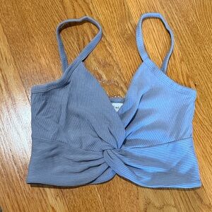 Aritzia Wilfred Light Blue Ribbed Top